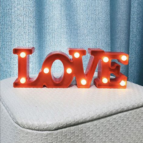 Veilleuse LED romantique avec le mot LOVE, lampe décorative pour la Saint-Valentin, une demande en mariage, une déclaration d'amour, une lumière chaleureuse (1/5)