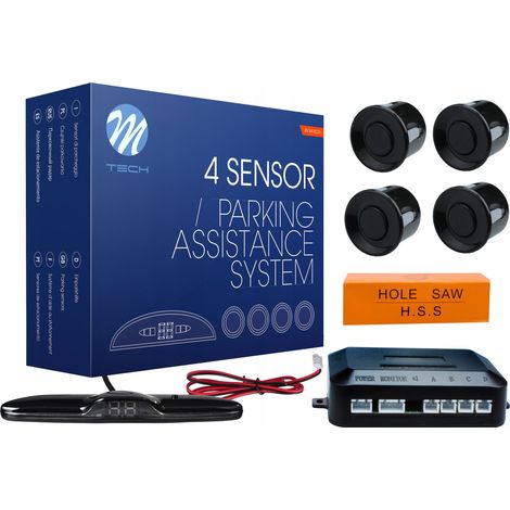 Sensores de aparcamiento traseros 4x pantalla negra