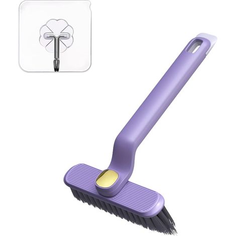 (Violet)Brosse Nettoyage Interstices, Brosse de Nettoyage Multifonction, 3 en 1 Brosse à Récurer Rotative, Brosse de Nettoyage de Crevasses à Poils Durs, avec Crochet, pour crevasses, Coins Morts (1/5)