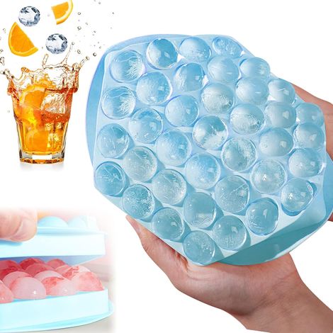 Silikon Eiswürfelform mit Deckel 37 Fach Eiskugelform Blau (1/5)