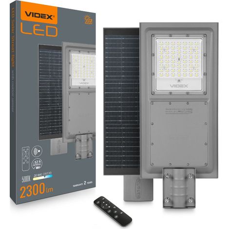 Solar-LED-Laterne mit Fernbedienung 2300lm 5000K Panel 20W IP65 SLSO Videx