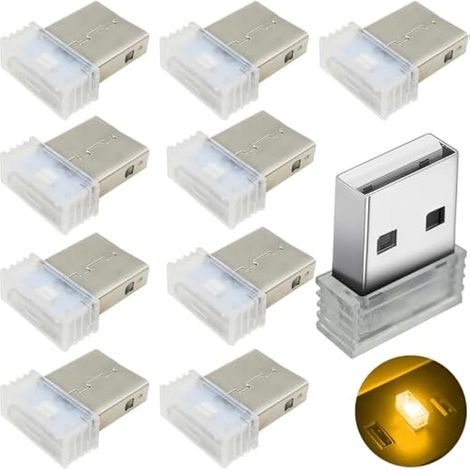 Eclairage Intérieur Voiture USB, 10 Pièces LED Ambiance Light Set, Eclairage Général à LED (Jaune) (1/4)