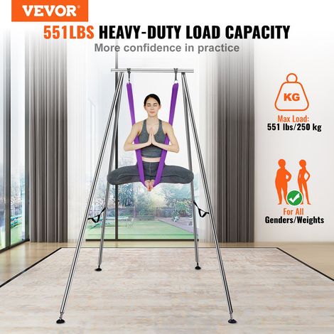 Kit Balançoire de Yoga Aérien et Hamac, Support de Yoga Professionnel 295 cm de Hauteur, Hamac Violet 12x2,6 m, Capacité de Charge… (1/5)