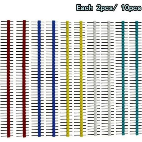 10pcs-m-multicolor - Bande De Connecteur Jst Pour Arduino, 40 Broches 1x40, Une Rangée Mâle Et Femelle 2.54,