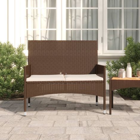 Banc de jardin à 2 places, Banc de jardin, Banquette design contemporain avec coussins Marron Résine tressée NKK56609 (1/5)