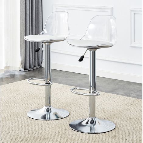 sedia 82-104 cm girevole bar trasparente metallo bianco OKMYHOME (1/5)