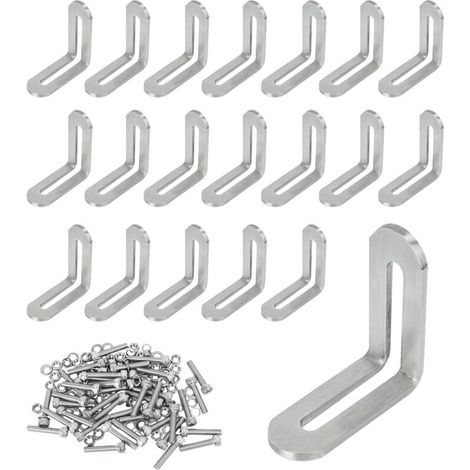 20 Stück Metallwinkel 50 x 50 x 19 mm, verstellbare Edelstahl-Wandhalterungen, L-förmige Metallstütze zur Befestigung von Holzmöbeln (1/5)