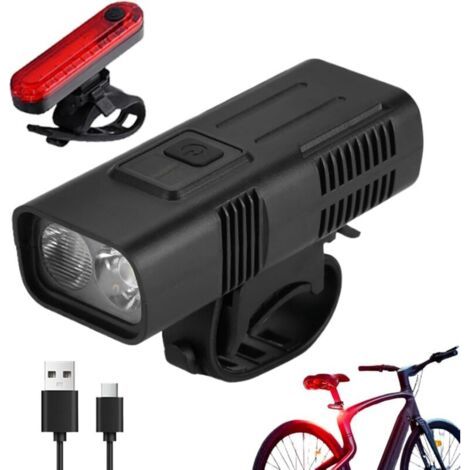 BUNTHAUS Lampe frontale de vélo – Lampe de poche de sécurité rechargeable par USB pour le cyclisme Quatre modes d'éclairage avec luminosité réglable, lampe torche LED compacte pour les trajets de nui
