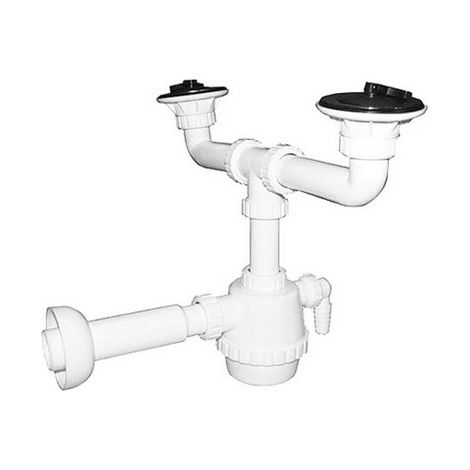 SIFONE PVC 2 VIE C / PILETTA E SCARICO LAVATRICE C/CANOTTO- 11/4- DH- pezzi 1