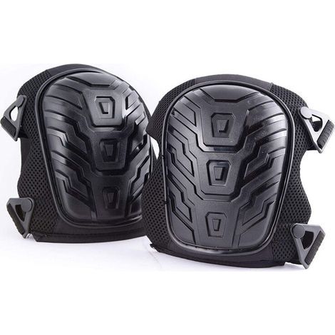 Genouillères professionnelles, Rembourrage en mousse ultra résistante, Coussin en gel confortable, Clips de fixation faciles à ajuster, Noir, 1 paire (1/5)