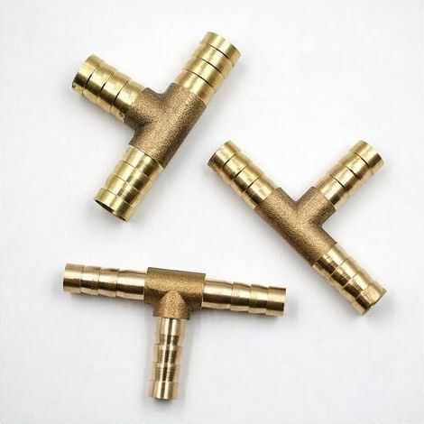 1PC T Pièce 8 mm Laiton Connecteur Raccord Tuyau Conduite Durite Pour Air Carburant Eau Vide