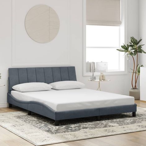 Estructura de cama sin colchón Hanko terciopelo gris oscuro 160x200cm vidaXL (1/5)
