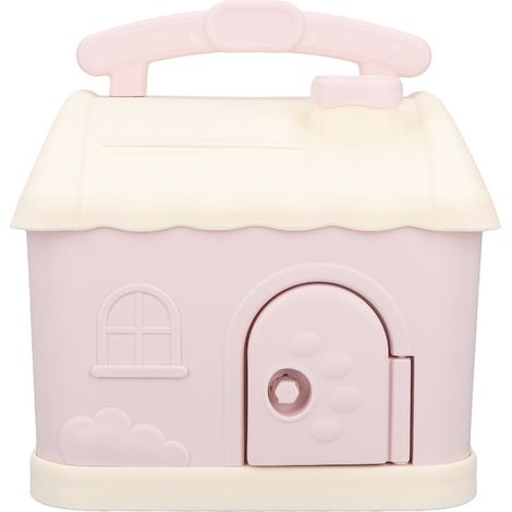 Cette tirelire rose en forme de maison, représentant un dessin animé, aide les enfants à prendre l'habitude d'épargner. Fabriquée en plastique résistant, elle peut contenir aussi bien des billets que (1/5)