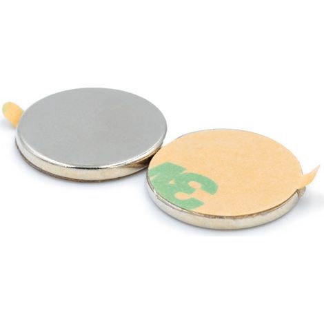 Neodym-Magnet, Zylinder, 17 x 2 mm, 3M-Kleber, selbstklebend, rund, Hunter