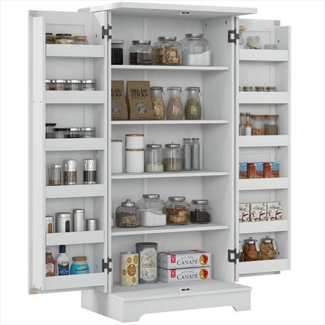 Buffet de cuisine en bois crème 5 niveaux 60x40x120 cm, rangement modulable et sécurisé (1/5)