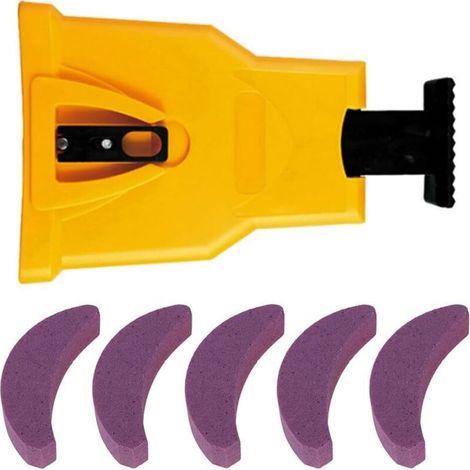 Affûteur de tronçonneuse portable - Livré avec 5 pierres à aiguiser pour affûter rapidement les chaînes de tronçonneuse (14 à 20 pouces) pour une coupe précise et une longue durée de vie (1/5)