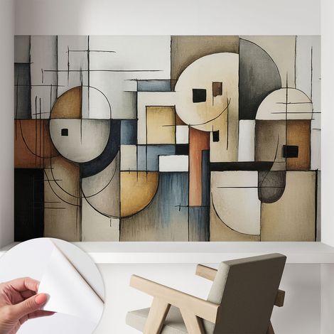 Tapetet Klebetapete für Wohnzimmer Schlafzimmer Küche - Wanddekoration Geometrische Harmonie 104x70 cm (1/5)
