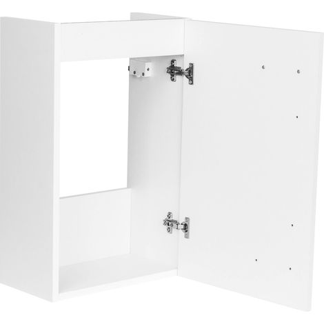 Meuble de salle de bains avec vasque blanche laquée 60x40 et robinet chromé compact (1/5)