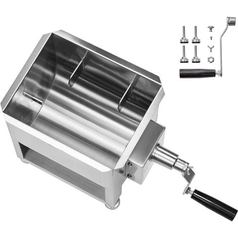 Mophorn Manueller Fleischmischer 15 L für bis zu 6,8 kg Fleisch, Edelstahl Fleischverarbeitungsgerät, Wurstmischer mit Untersetzungsgetriebe, Handmixer für Hackfleisch