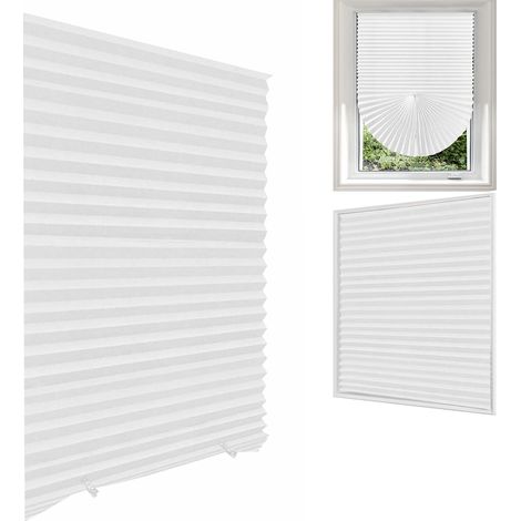 Persianas plisadas autoadhesivas, aptas para oficinas, salas de estar y dormitorios, semiopacas, fáciles de instalar, blancas, 1 unidad (60 x 180 cm).