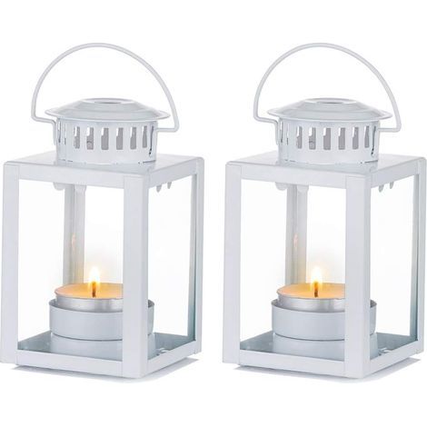 Decorative Lanterns, 2 Pieces Candle Lanterns with Tealight Holders Inside, Hanging Garden Lanterns, Candle Holder for Birthday Party, Wedding Centerpiece, Spa (1/5)