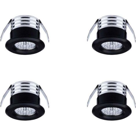 Set di 4 mini faretti LED da incasso, 3W, luce neutra, neri - Crezuo