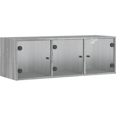Armadio a parete in legno sonoma grigio 102 x 37 x 35 cm design elegante con ante in vetri finitura moderna 020049349