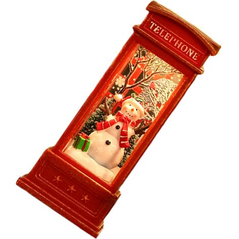 Boule à neige, lanterne, cabine téléphonique, décoration lumineuse de Noël pour bar, karaoké, bonhomme de neige (1/5)