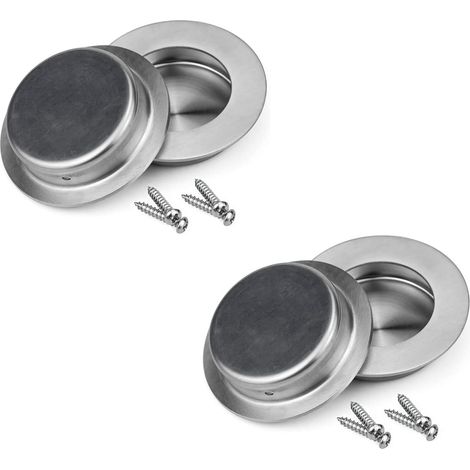 4 Pièces Poignées de Tirage Rondes Dissimulées, Noxydable Poignées Rondes à Rainures, poignées Rondes Encastrables pour Tiroirs Armoires à Chaussures Armoires(Argent) (1/5)