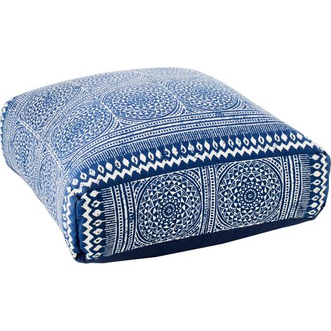 Pouf en Coton "Mosaïque" 80cm Bleu