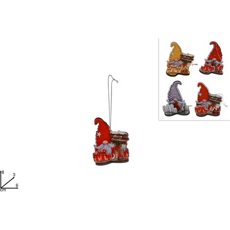 PENDENTE GNOMO DI NATALE DIMENSIONE CM.8 ASSORTITO 4 VARIANTI (1 PEZZO, INVIO CASUALE)