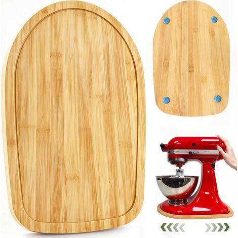 Patin de glissement pour robot pâtissier KitchenAid 4,5-5 L à tête inclinable, en bambou naturel. Accessoires inclus : fixations et système de glissement pour tiroir. (1/5)