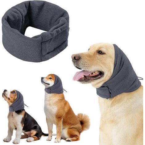 Protezione per le orecchie del cane, 35-48 cm, regolabile, mantiene le orecchie al caldo, grigio (1/5)