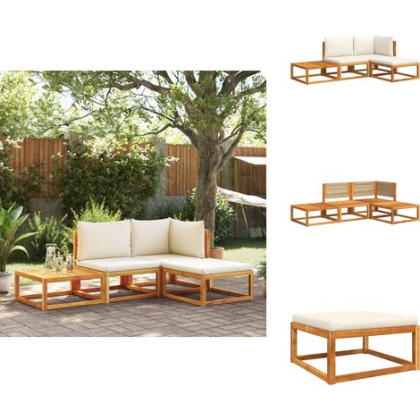 4-tlg. Garten-Sofagarnitur mit Kissen Massivholz Akazie - Esszimmertisch Aus Holz - Esstische Set - Gartenmöbel - Outdoor Möbel - Holzsessel (1/5)