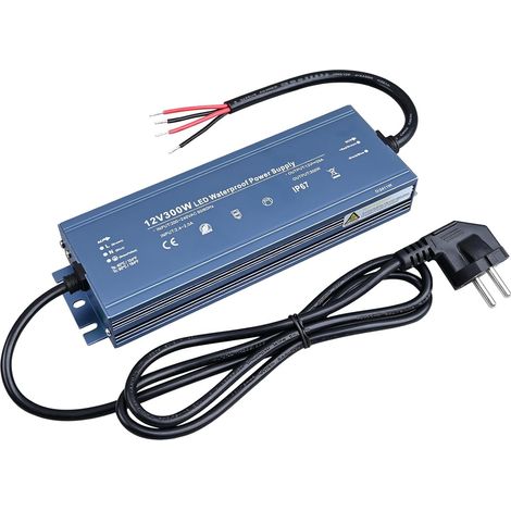 Alimentation 12V 300W Étanche IP67 Transformateur Bande LED AC220-240V à DC12V 25A avec prise électrique pour Intérieur et Extérieur Ruban LED (1/5)