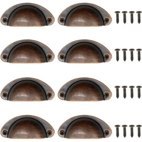 8-teiliges Möbelgriff-Set mit Muschelmuster: Antik-Stil, halbkreisförmig – für Wohnmöbel (Schubladen) und Küchenschränke