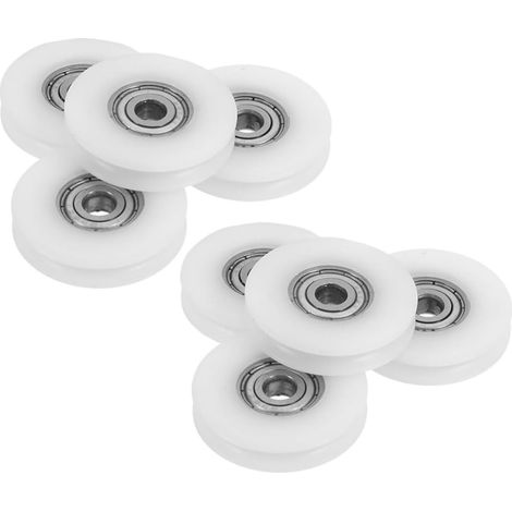 Lot de 8 Poulies à Gorge en U 5x30x6 Mm avec Roulements à Billes Intégrés, Galets de Guidage en Nylon Résistants, pour Portes Coulissantes et Rails Domestiques, Quincaillerie