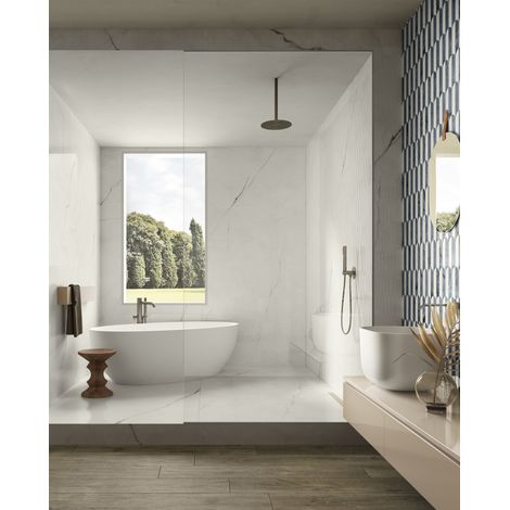 Grès cérame - PREMIERE - Onice Bianco - Satin - 120x7x0,85cm  - Plinthe (1/5)