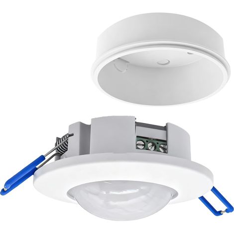 Détecteur de mouvement pour plafond intérieur, montage encastré et en surface, détecteur de présence avec temps réglable de 10 s–10 min, portée 6 m/360°, capteur infrarouge, sensibilité lumineuse de 2 (1/5)
