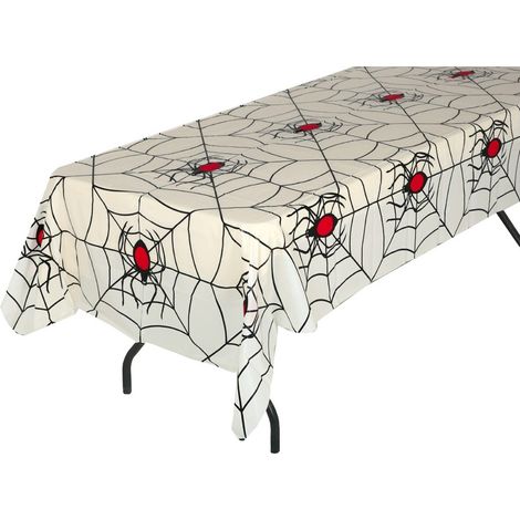 Nappe métallisée Halloween, motif toile d'araignée, 135 x 270 cm (1/2)