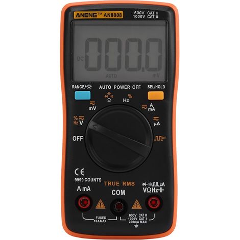 Multimètre Numérique ANENG AN8008 Auto-Ranging AC DC Voltmètre Électronique Ohm / Volt Testeur multimètre actuel Multi Testeur Diode et Testeur de Continuité avec Rétroéclairage LCD (1/5)