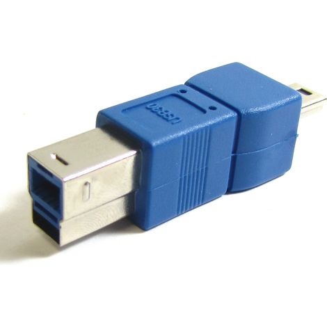 BeMatik - Adaptateur USB USB 3,0 à 2,0 (B Mâle to B mini USB 5 broches Mâle) (1/2)