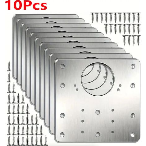 Kit de réparation de charnières de placard (10 pièces) : plaques de montage avec trous, supports de fixation plats, outils ménagers. (1/5)