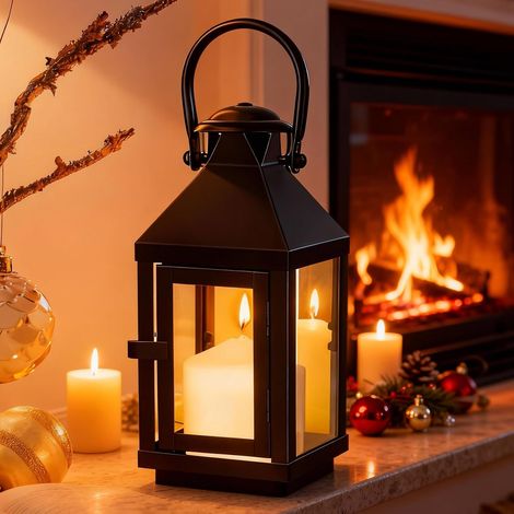 Lanternes Décoratives, Métal Lanternes Outdoor, 109,221,5cm Lanterne Bougie Exterieur Noire, Lanternes Noires Résistante Aux Intempéries Pour Noël Maison Salon Manteau Porche Table De Mariage (1/5)