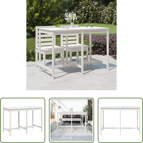 vidaXL Kiefer - Gartentisch Weiß 159,5x82,5x110 cm Massivholz Kiefer (1/5)