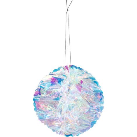 PENDENTE A PALLA BIANCO IRIDESCENTE IN PLASTICA DIAMETRO 14 CM