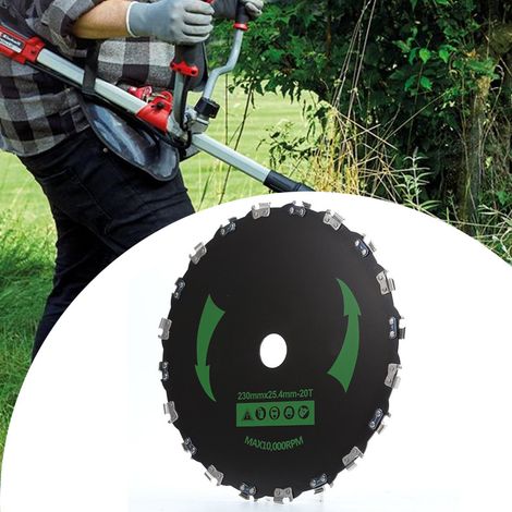 Lame de tronçonneuse de débroussailleuse de 230 mm, lame de scie circulaire en acier au manganèse épaissi à 20 dents, trou d'arbre de 25,4 mm, lame d'élagage universelle, convient à l'élagage des peti (1/5)