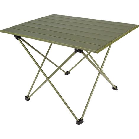 Table pliante extérieure Alliage d'aluminium Vert armée (1/5)
