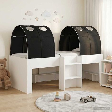 Cama con Túnel 3 uds. Blanco y Negro Madera de ingeniería (1/5)