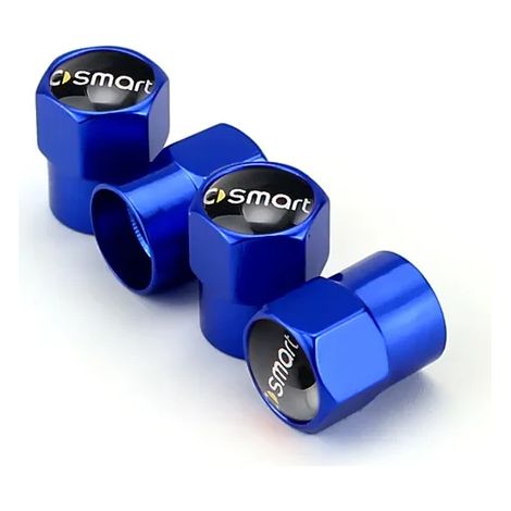 (Bleu) Bouchons de valve de pneu de style automobile compatibles avec Smart Logo, Fit for two, Fit for four, Fit for speed, Brabus - Accessoires auto américains (1/5)